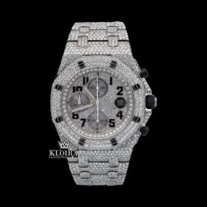 AP White Gold Chronograph Moissanite Watch - Royal Oak Offshore