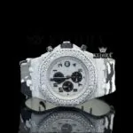 AP Royal Oak Offshore Moissanite Diamond Watch with Silver Dial and Rubber Strap