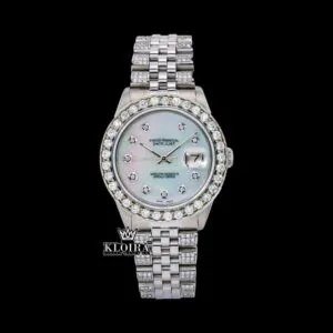 Roles White Pearl Dial Moissanite Diamond Watch