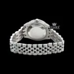 White Pearl Dial Roman Numerals Diamond Link Strap Iced Out Moissanite Watch Caseback View