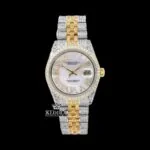 Roles Two Tone Moissanite Watch with White Roman Dial