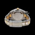 White Stick Markers Black Dial Two Tone Iced Out Moissanite Diamond Watch Caseback View