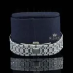 White Stick Markers Blue Dial Fully Iced Out Moissanite Diamond Watch Bracelet View