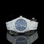 AP Royal Oak Moissanite Watch with Blue Dial and Iced-Out Bracelet