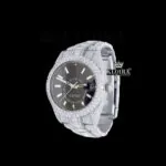 Roles Moissanite Watch Sky-Dweller with Black Dial and Gold Plating