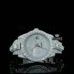 Roles Moissanite Diamond Watch with White Dial and Stick Markers