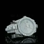 White Stick Markers White Dial Fully Iced Moissanite Diamond Watch Right Profile View