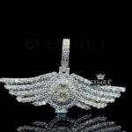 Wings of Triumph Pendant in yellow silver with round-cut moissanite stones