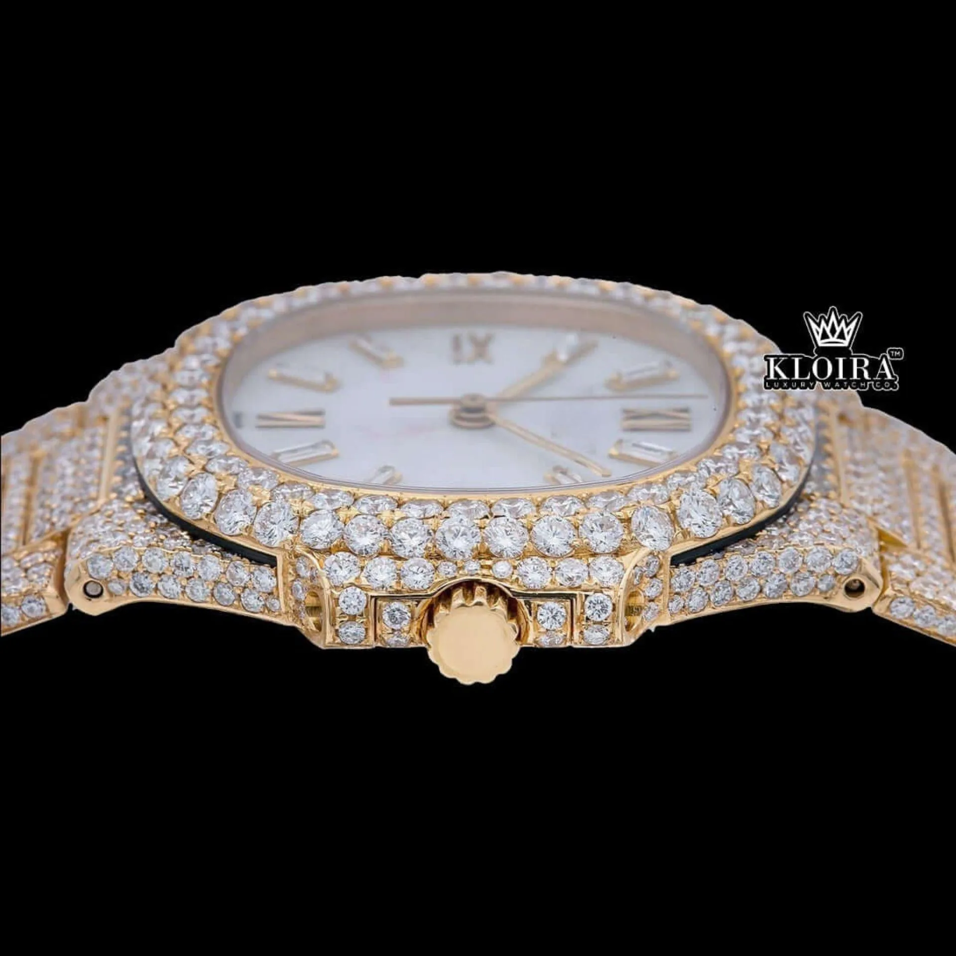 Womens Moissanite Patik Philippe Watch Crown View