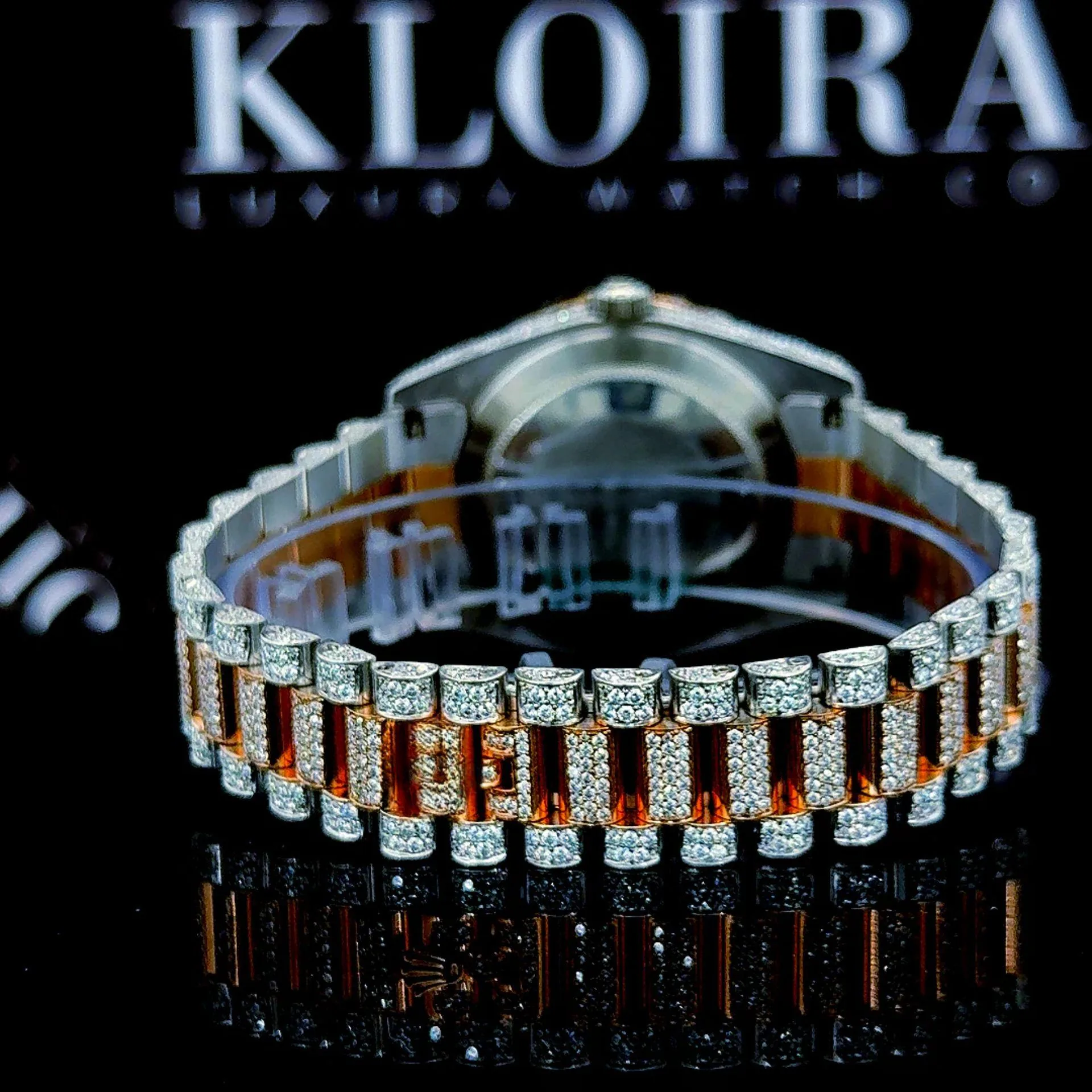 Womens Moissanite Roles Watch Bracelet View