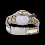 Yellow Bezel Roman Numerals White Dial Iced Out Moissanite Diamond Watch Caseback View