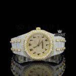 AP Royal Oak Yellow Dial Two Tone Iced Out Moissanite Watch