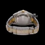 Yellow Dial Arabic Numerals Two Tone Iced Out Moissanite Diamond Watch Caseback View