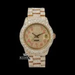 Roles Yellow Dial Bust Down Moissanite Diamond Watch with Arabic Numerals