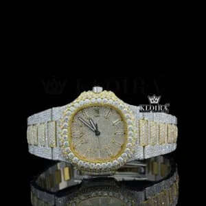 Patik Philippe Moissanite Watch with Yellow Dial and Diamond Markers