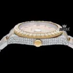 Yellow Dial Red Roman Numeral Moissanite Diamond Watch Crown View