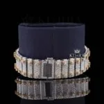 Yellow Dial Roman Numerals Two Tone Moissanite Diamond Watch Bracelet View
