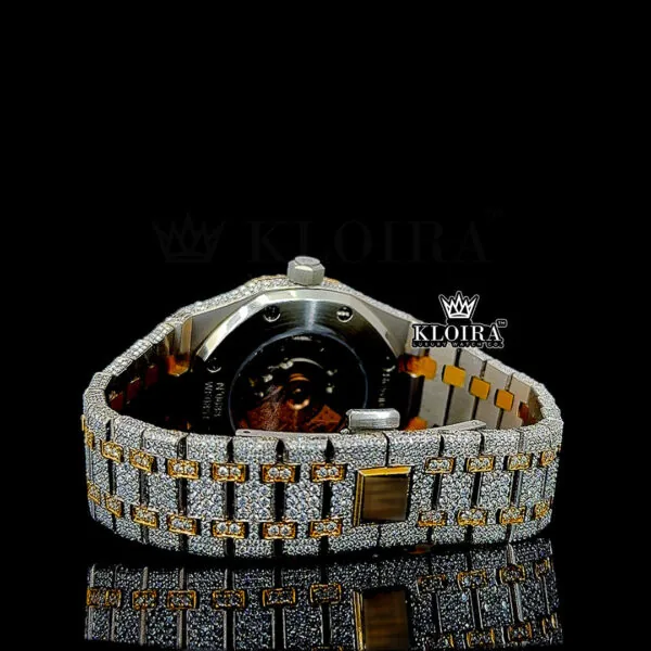 Yellow Gold AP Arabic Numerals Moissanite Diamonds Watch Caseback View