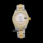 Roles Yellow Gold Bezel Moissanite Watch with Diamond Markers
