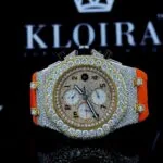 AP Royal Oak Offshore Moissanite Watch with Chronograph Dial and Orange Rubber Strap