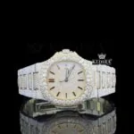 Patik Philippe Moissanite Watch with Yellow Gold Dial and Black Stick Markers