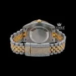 Yellow Gold Dial Rainbow Arabic Numerals Moissanite Diamond Watch Caseback View