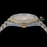 Yellow Gold Dial Rainbow Arabic Numerals Moissanite Diamond Watch Crown View