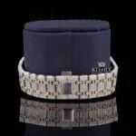 Yellow Gold Dial Two Tone Fully Iced Out Moissanite Watch Bracelet View