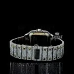 Yellow Gold Roman Dial Two Tone Iced Out Moissanite Diamond Watch Caseback View