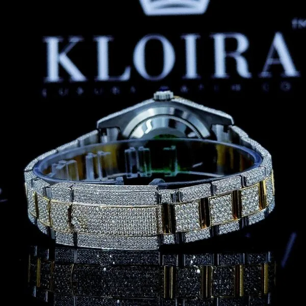 Yellow Roman Dial Two Tone Classic Link Strap Moissanite Watch Cashback View