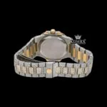 Yellow Stick Markers White Dial Two Tone Iced Out Moissanite Watch Caseback View