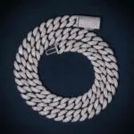 Moissanite Cuban Link Chain Glacial - 14K White Gold, 10mm Round Cut