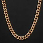 10mm Round Moissanite Cuban Link Chain Goldrush in 14K Yellow Gold Closeup Front