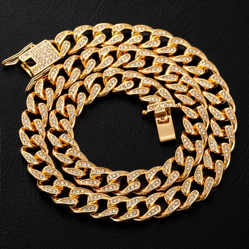 Moissanite Cuban Link Chain in luxurious 14K Yellow Gold featuring 10mm round stones, stunning design