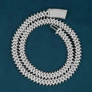 Moissanite Cuban Link Chain Luminor - 14K Yellow Gold, 10mm Round Cut