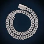 10mm Round Moissanite Cuban Link Chain Luxora in 14K White Gold Back Side