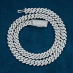 Moissanite Cuban Link Chain Luxora - 14K White Gold, 10mm Round Cut