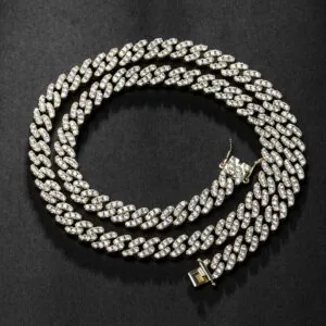 Moissanite Cuban Link Chain Regalia - 14K Yellow Gold, 10mm Width