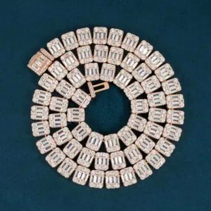 Moissanite Tennis Chain Baguette Glow - 14K Rose Gold, 11mm Round Cut