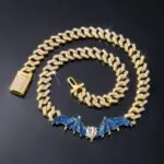 Moissanite Cuban Link Chain Batlink - 14K Yellow Gold, 12mm Round Cut