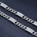 12mm Round Moissanite Cuban Link Chain Frozelle in 14K White Gold Closeup Middle View