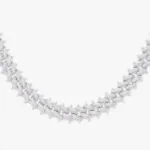 Moissanite Cuban Link Chain Strandflare - 14K White Gold, 12mm Round Cut