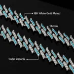 14mm Round Moissanite Cuban Link Chain Tempest in 14K White Gold Close-up Middle View