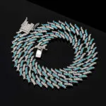 Moissanite Cuban Link Chain Tempest - 14K White Gold, 14mm Round Cut