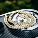 14mm Round Moissanite Cuban Link Chain Vanguard in 14K Yellow Gold Front