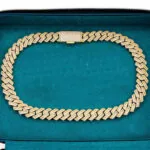 Moissanite Cuban Link Chain Aurion - 14K Yellow Gold, 15mm Round Cut