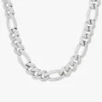 Moissanite Cuban Link Chain Opulent Mesh - 14K White Gold, 16mm Round Cut