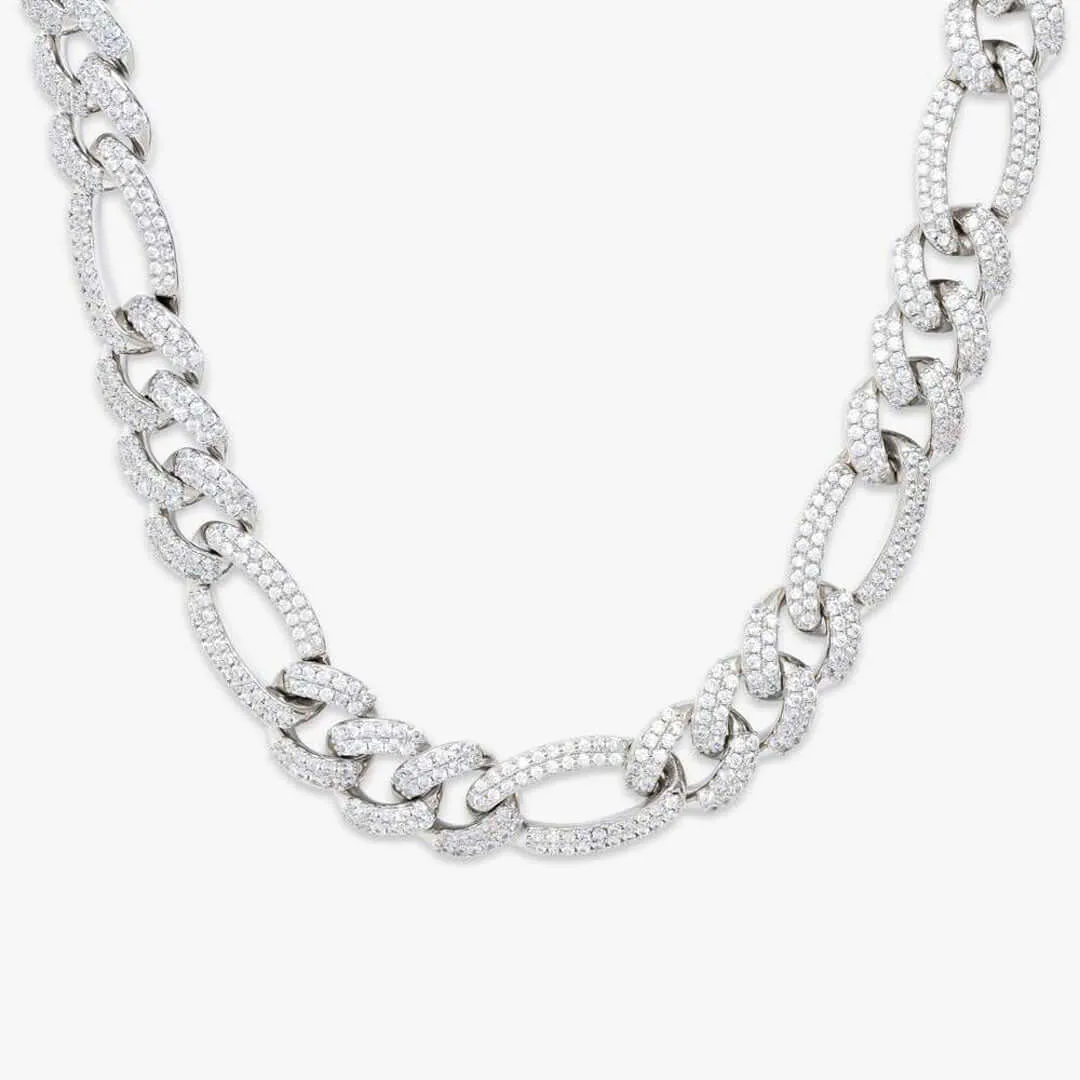 Moissanite Cuban Link Chain Opulent Mesh in 14K White Gold showcasing its brilliance and design details