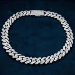 Moissanite Cuban Link Chain Luxe Strand - 14K White Gold, 18mm Round Cut