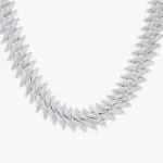 Moissanite Cuban Link Chain Sharp Flow - 14K White Gold, 18mm Round Cut